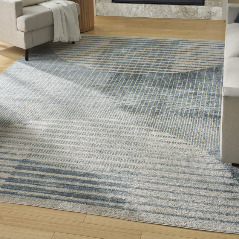 Tapis d'intérieur moderne lavable à la machine George Oliver Jeffs, Rectangle 6 pi 7 po x 9 pi