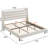 King Size Bed Frame High Headboard Upholstered Platform Bed With Wave