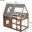Lit simple superposé avec 2 fenêtres - Chêne et gris fumé, toit, fabrication en bois pour la chambre à coucher