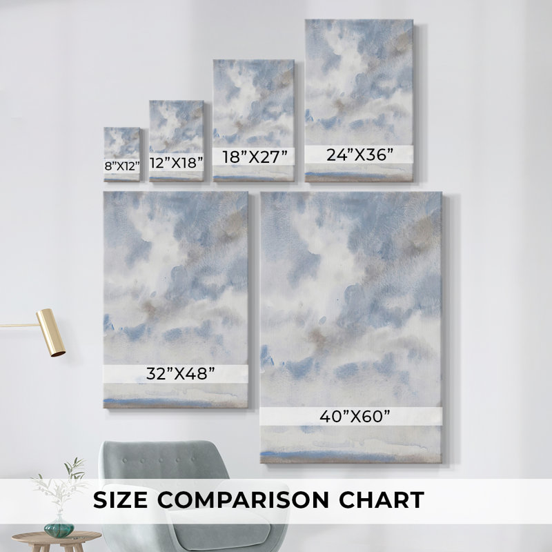 Bleu ciel III - Toile tendue avec châssis Premium - Prêt à accrocher, H 60 po x l 40 po
