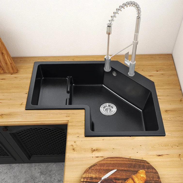 Homary 31.5'' L Double Bowl Quartz Kitchen Sink
