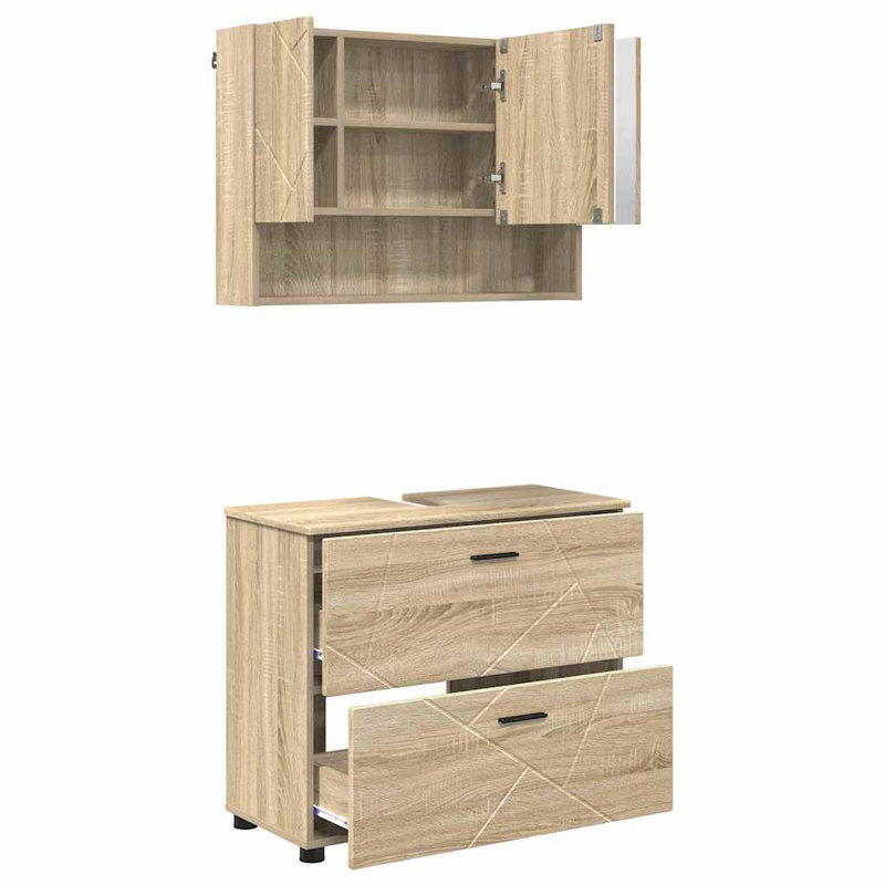 Bathroom Storage Furniture Set, Sonoma Oak