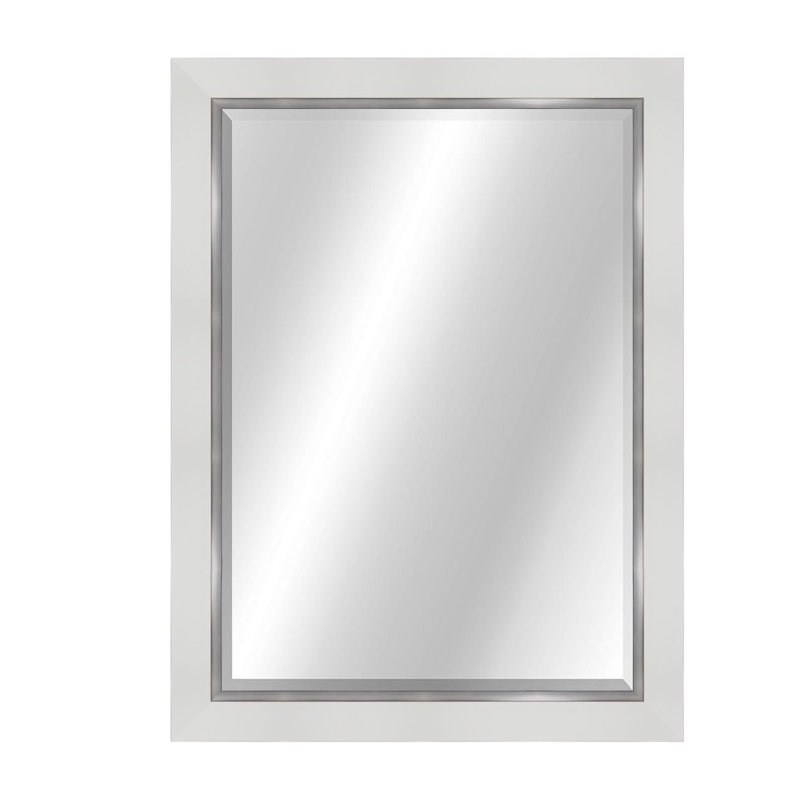 Metropolis Flat Beveled Mirror, 34" x 28", White/Silver