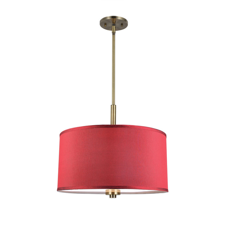 Lustree tambour 3 lumières Cisbrough, Gris, Laiton, H 7 po x l 15 po x p 15 po
