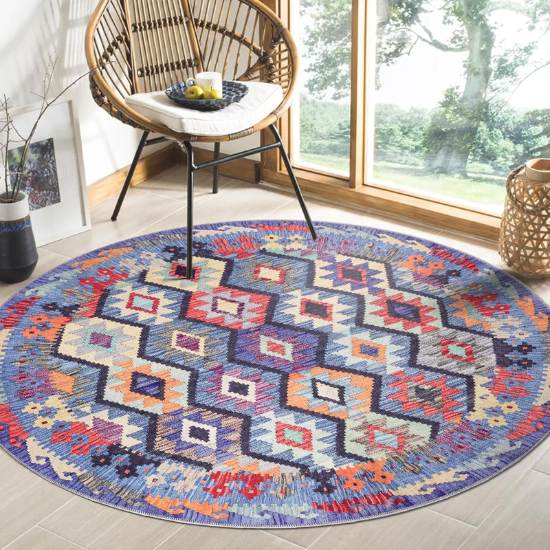 Rectangle Area Rug Modern Non Slip Mat Large Entryway Rugs Washable Carpet Pad for Bedroom 1314, Round 120 x 120 cm