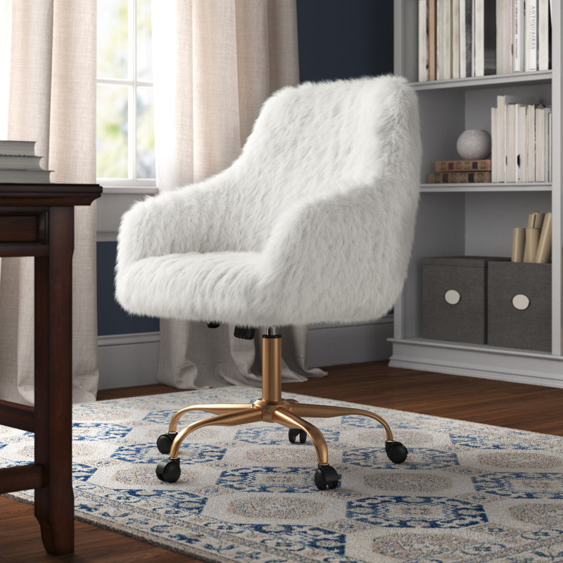 Chaise de travail Munsell, Blanc, Or