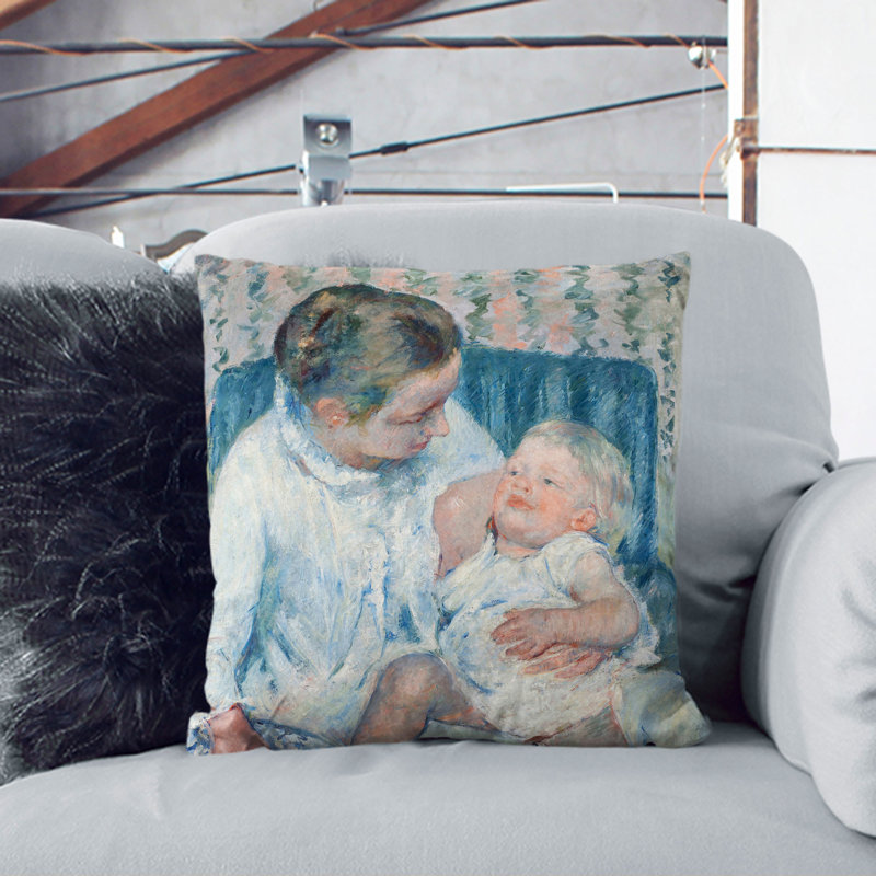 Childs Bath Time Square Throw Cushion, White, 55cm H x 55cm W x 20cm D
