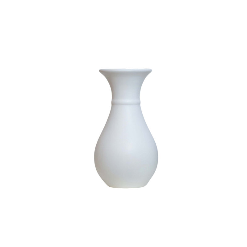 Élégant vase en céramique blanche, 7,1 x 7,1 x 13,8 pouces | 100% céramique de haute qualité | Parfait pour la décoration intérieure et les arrangements floraux | Décoration élégante pour le salon, la chambre à coucher ou les espaces de bureau