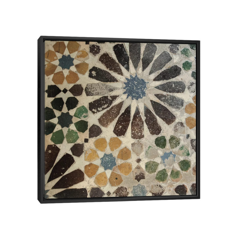 Alhambra tuile iii-impression, H 12 po x l 12 po x P 1,5 po, Toile avec cadre noir, Pas de tapis