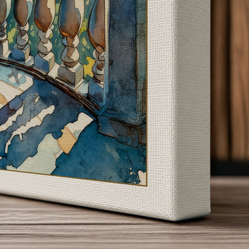 Sunlit Balcony Garden Coastal - Wrapped Canvas, 24x16 - 61.0 x 40.6 cm, Cream Border