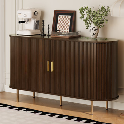 55'' Sideboard Storage Cabinet  with Sliding Tambour Doors & Adjustable Shelves