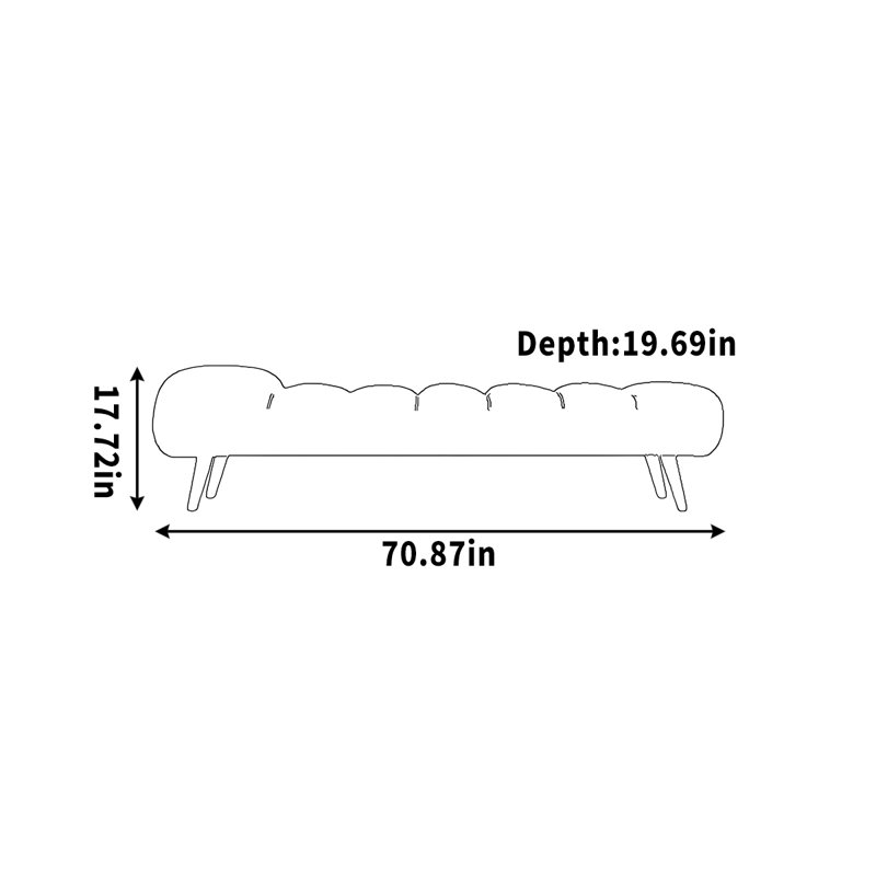 Banc en bois simple pour les sièges, H 17,72 po x l 70,87 po x P 19,69 po