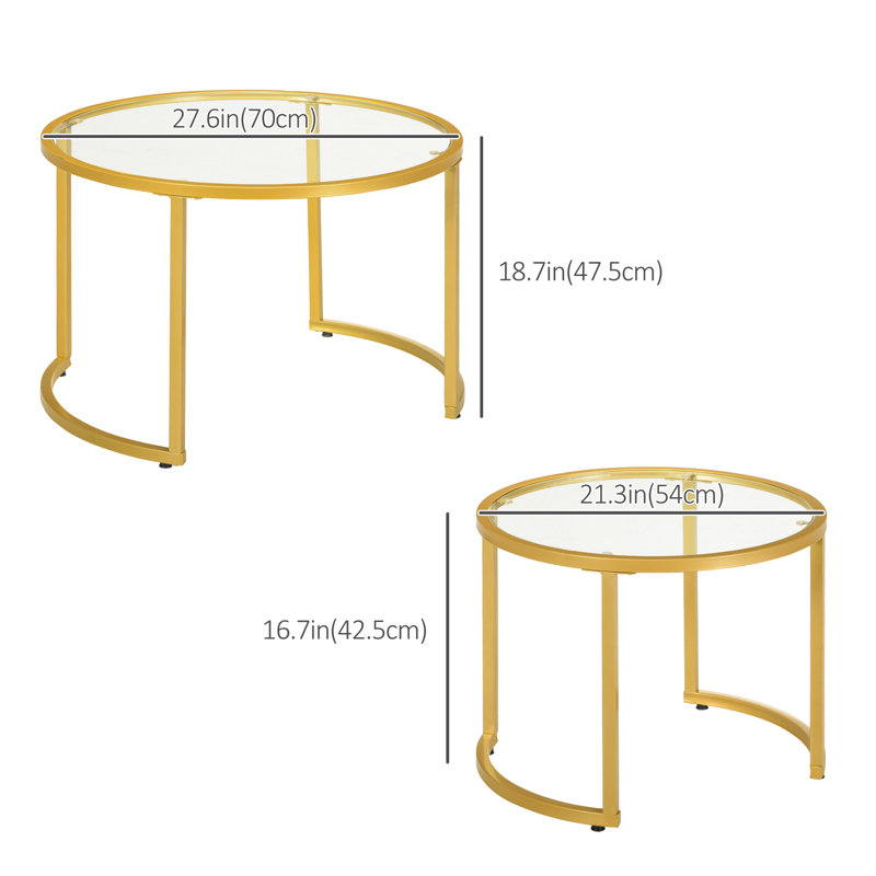 Okafor Glass Top Nesting Coffee Table