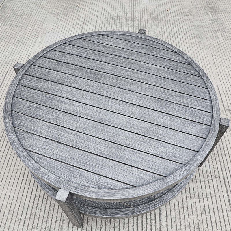Table basse ronde à lattes en aluminium
