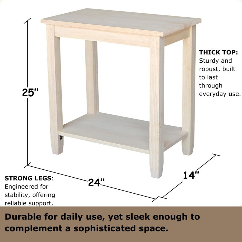 Solid  Accent Table With Customizable Unfinished Design, Sturdy Construction, And Functional Storage Shelf For Living Room Or Entrywa