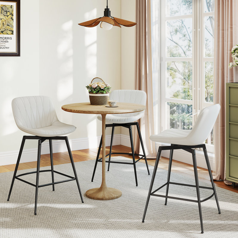 28inch Swivel Bar Stool| Hold Up To 500lbs, White, 3
