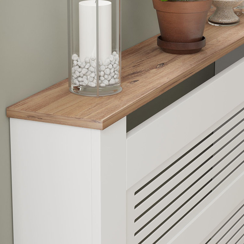 Couvercle de radiateur pour armoire de radiateur avec tablette de rangement supérieure, housse de chauffage, panneau avant en MDF