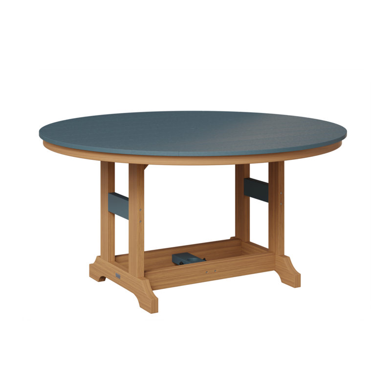 Garden Classic Outdoor Round Bar Table, Slate, Natural Teak