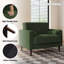 Fauteuil club capitonné avec accoudoirs carrés en velours côtelé vert Iliana avec 2 coussins-655116706