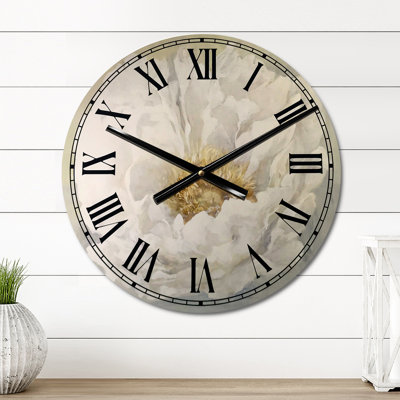 Pivoine blanche sereine - Horloge murale traditionnelle