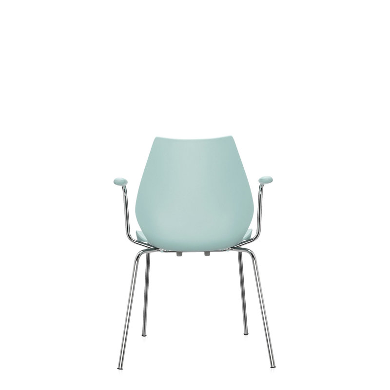 Maui Chair by Vico Magistretti, Chrome Steel, Light Blue