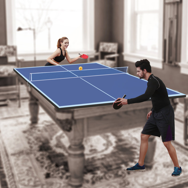 Plateau de conversion de tennis de table pliable et portable de 9 pi de taille moyenne pour jeux d'intérieur, installation et rangement faciles