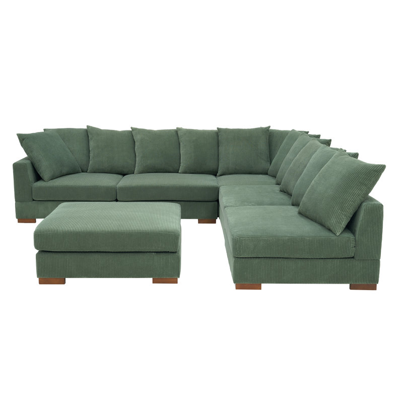 Canapé modulaire rembourré 6 pièces Bonsell, Velours côtelé vert forêt