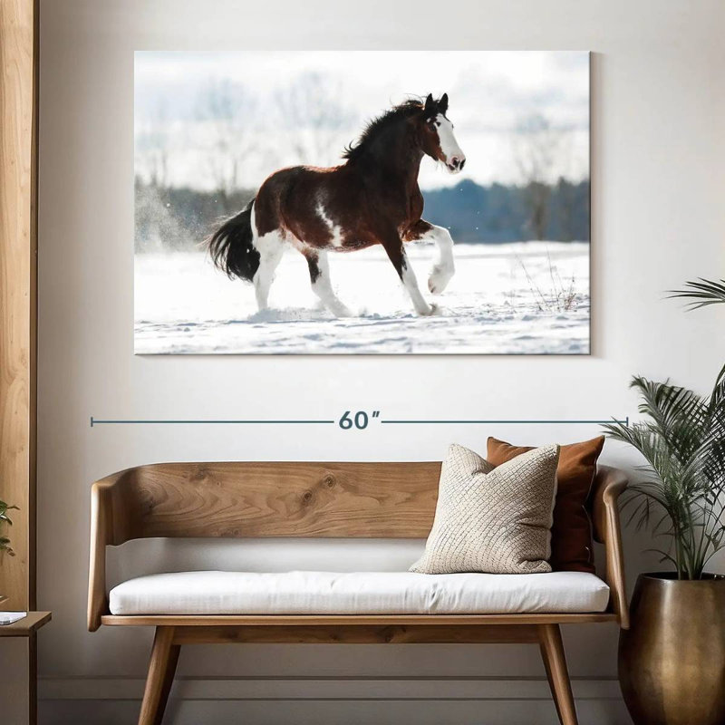 Bramly Clydesdale, cheval en hiver, H 34 po x l 51 po