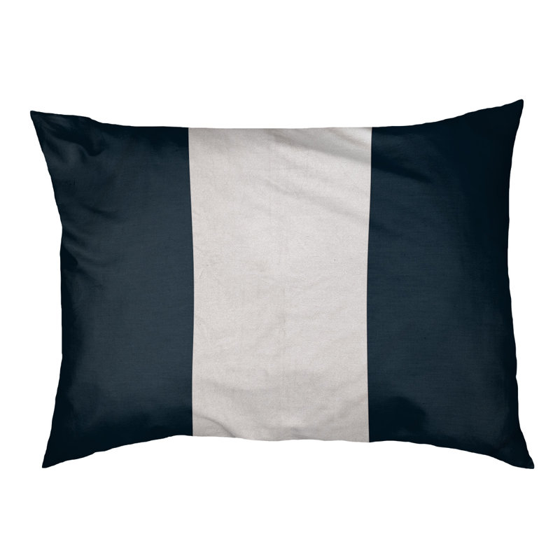 Coussin Minnesota, Grand (l 50 po x P 40 po x H 7 po), Bleu marine / blanc