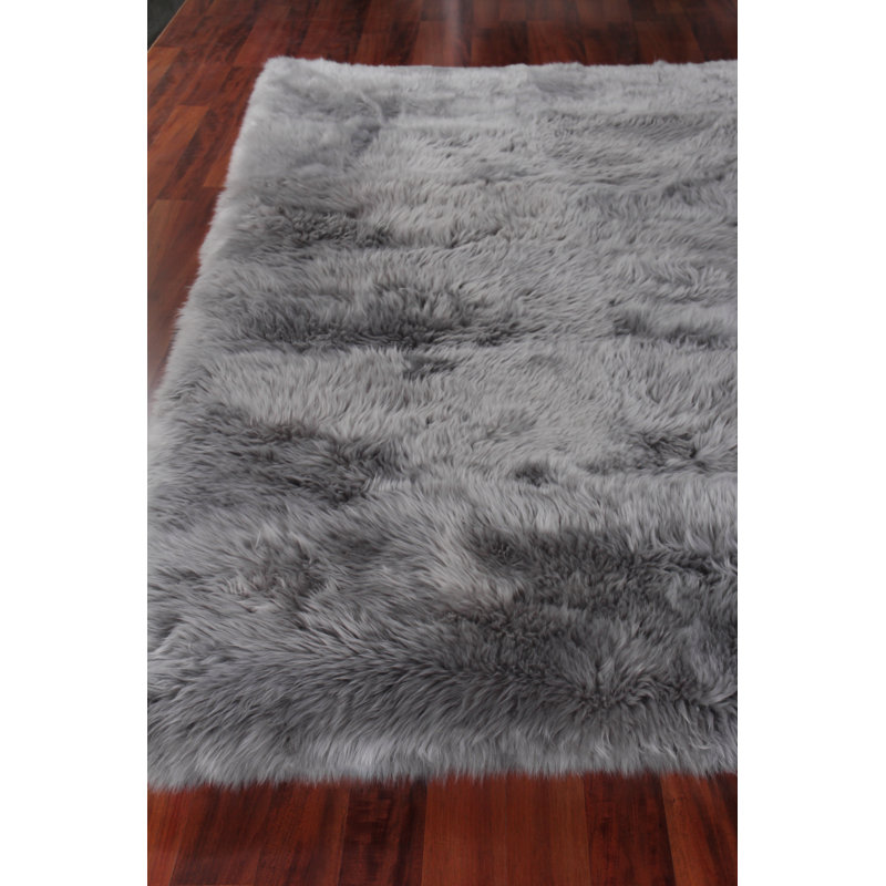 Sheepskin Area Rug in Gray, Rectangle 11'6" x 14'6"