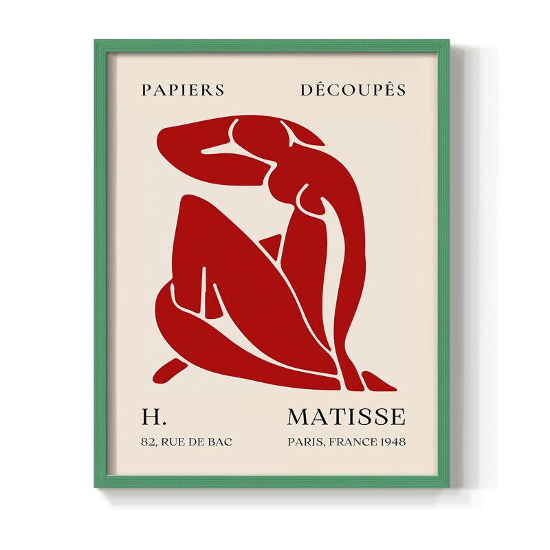 Matisse CLXV III, reproduction d'art encadrée - bois massif, Vert, H 10 po x l 8 po