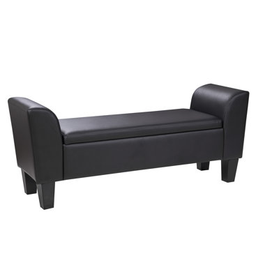 Claire Faux Leather Flip Top Storage Bench with Arms