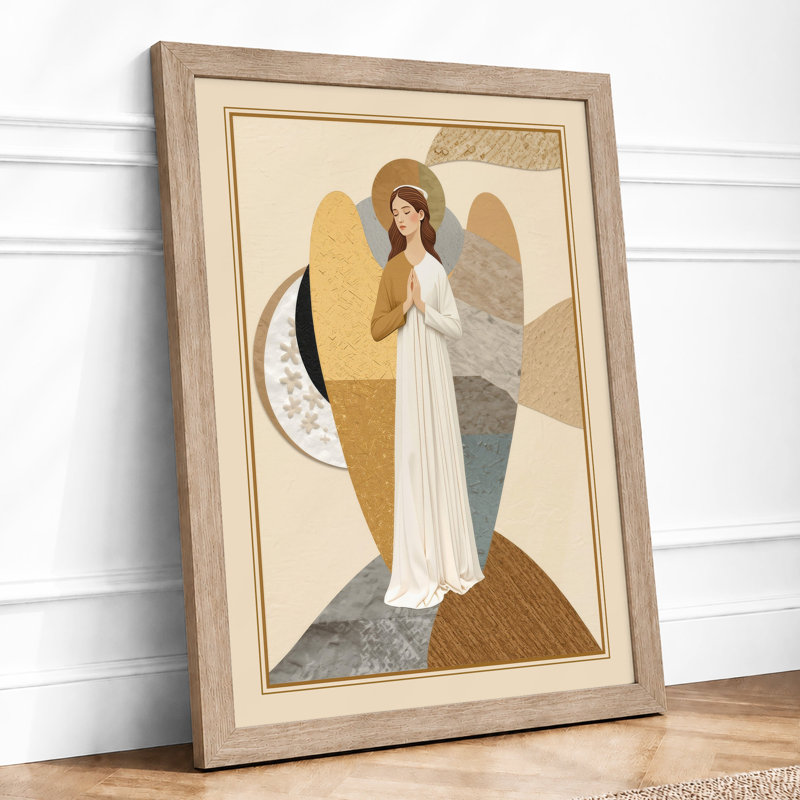 Winged Guardian Art Deco - Framed Print, A3 - 42.0 x 29.7 cm, Oak