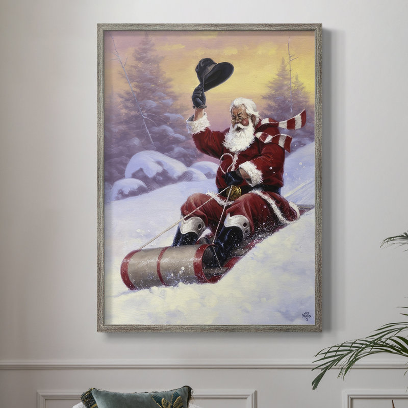 «Here Comes Santa», reproduction encadrée - bois massif, H 30 po x l 24 po