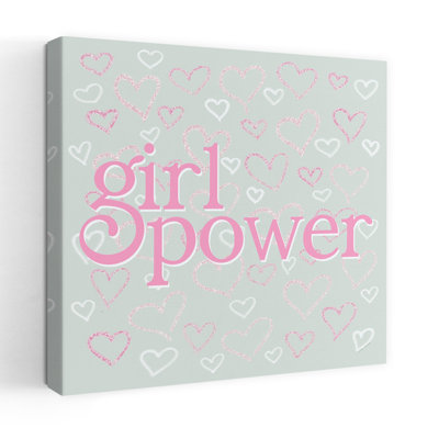 Girl Power - Sparkling Hearts Contemporary Typography Art
