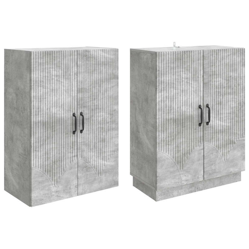 4 -Door 4 Storage Cabinet, Concrete Grey