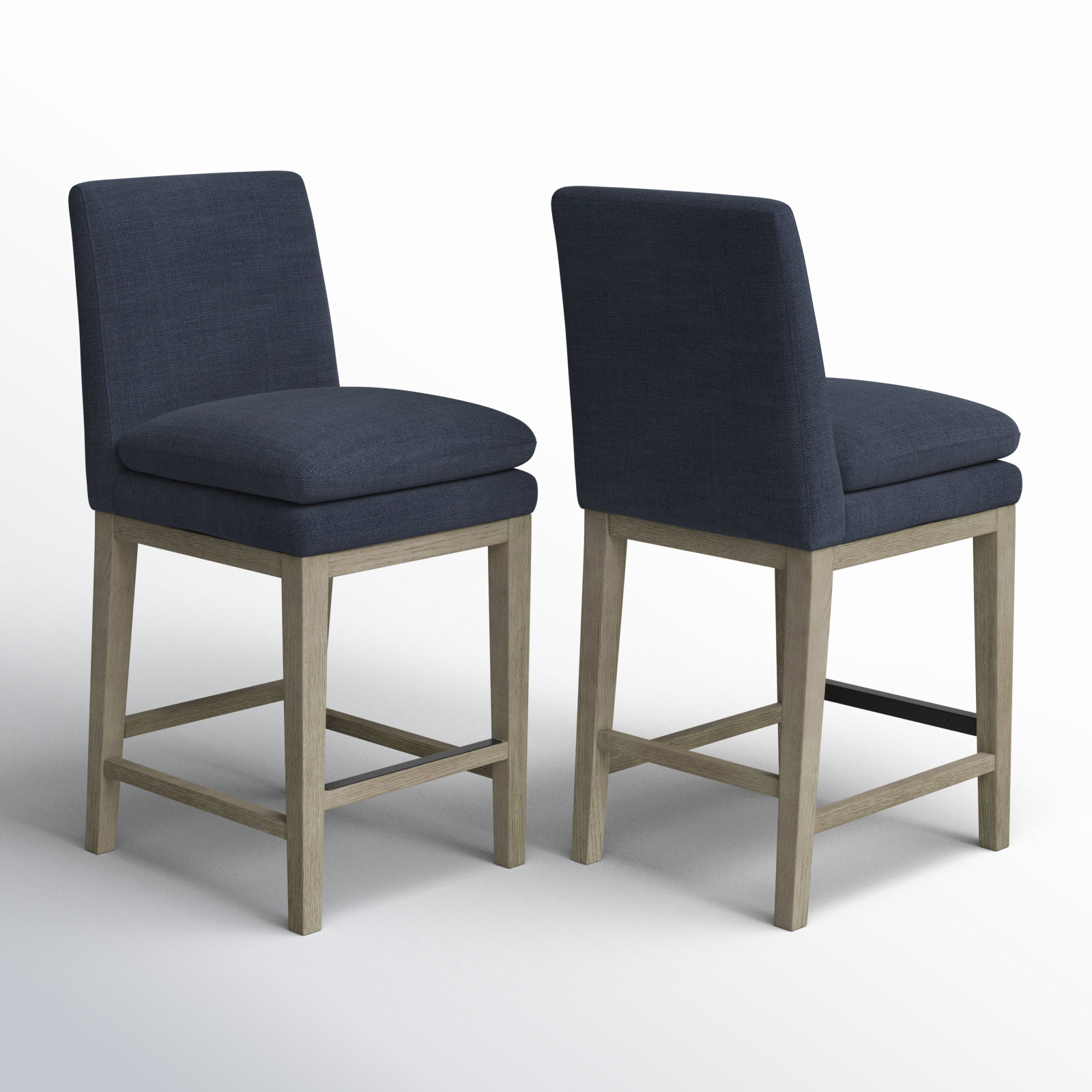 Bethea 26" Bar Stool, Effie Insignia Blue Performance Linen