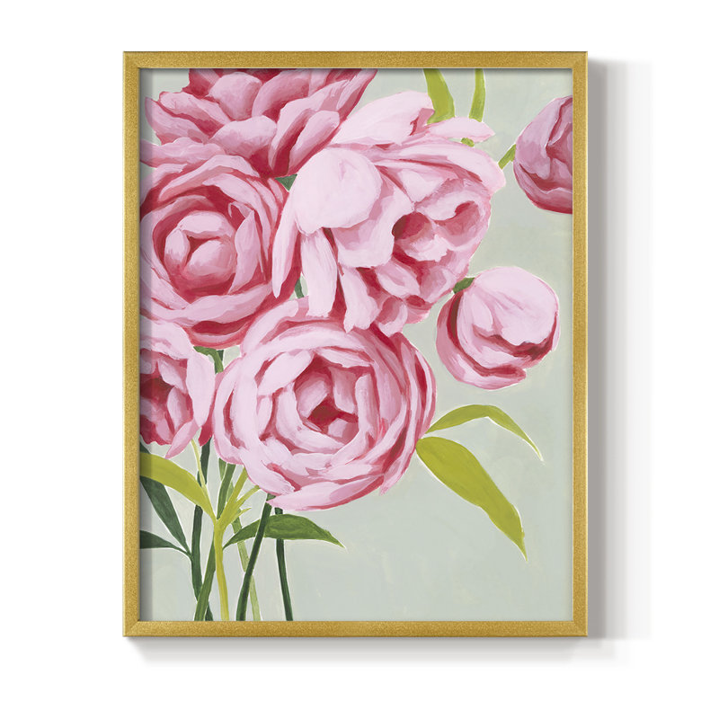 This Year's Peony II, reproduction encadrée - bois massif, Or, H 28 po x l 22 po