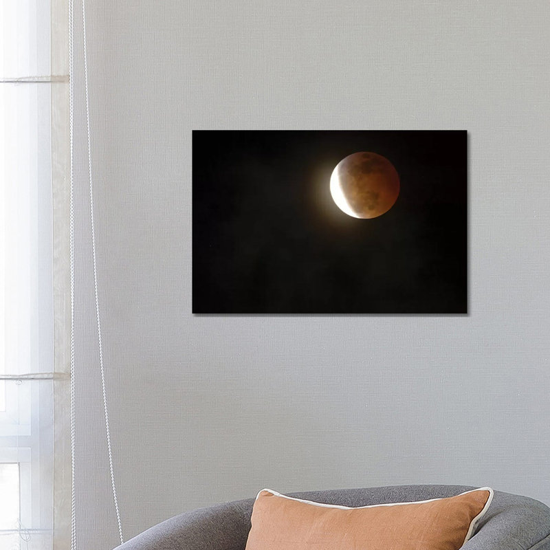 Usa, California, San Luis Obispo County. Full Blood Moon Lunar Eclipse. 1 Piece Wrapped Canvas Wall Art