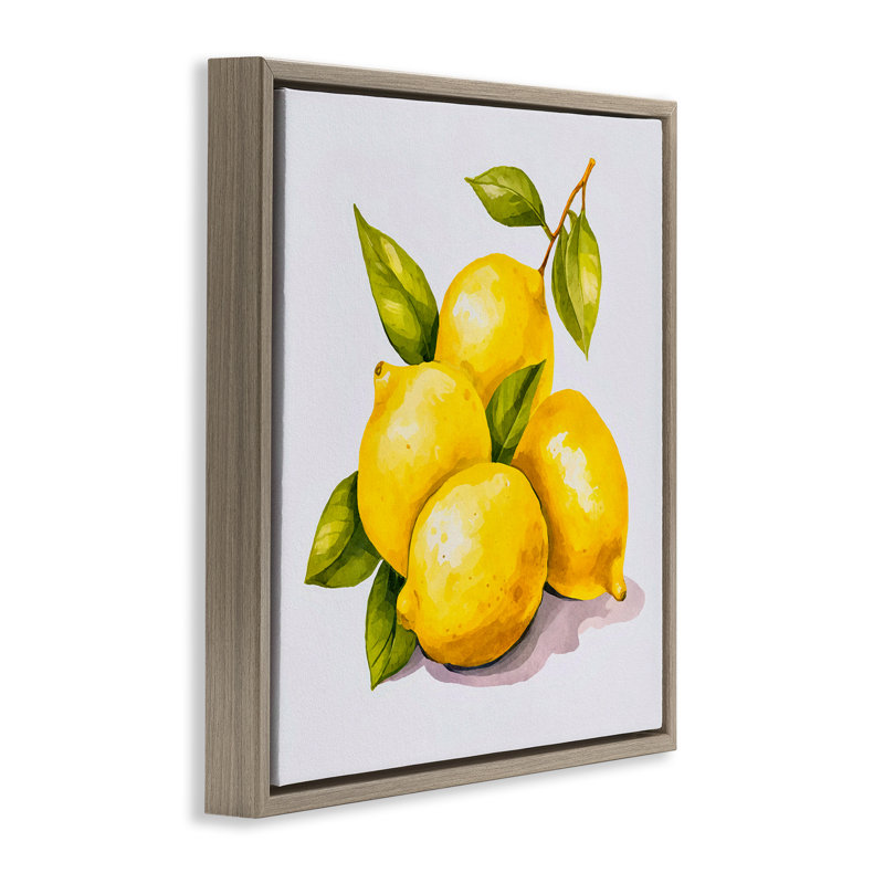 «Lemon Delights Fruit», art mural encadré flottant par Andrea Haase, H 18 po x l 18 po, Cadre flottant métallique doré