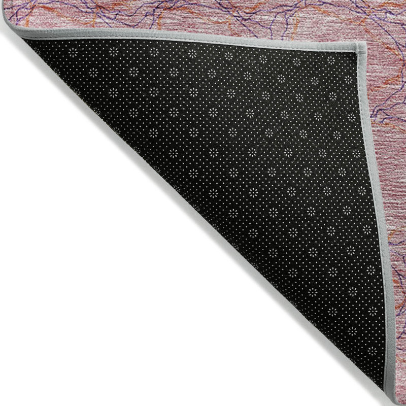 3' X 5' Pink And Purple Geometric Washable Indoor Outdoor Area Rug