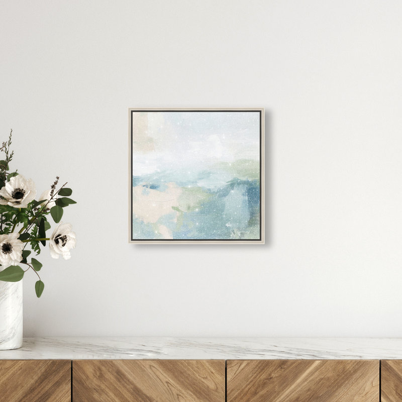 Turquoise Echoes I Canvas Abstract Print by Oliver Gal, Black Frame, 12 x 12, 13"H x 13"W, Silver Frame