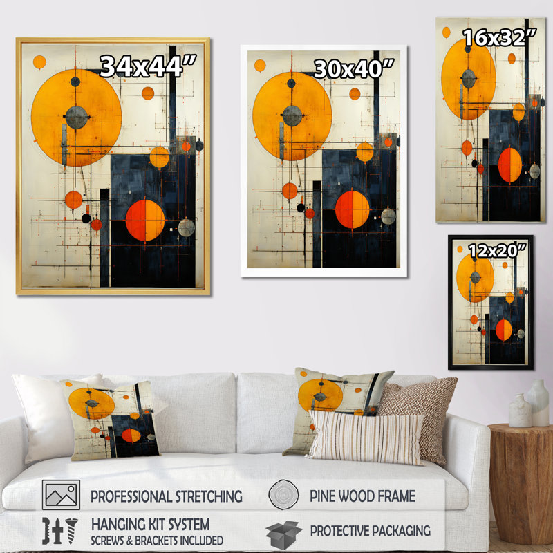 «Blissful Voyage Minimal Mid-Century Retro Art I», reproduction sur toile, Cadre flottant doré, H 20 po x l 12 po x P 1 po