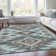 Machine Washable Indoor/Outdoor Xhevrie Teal Rug