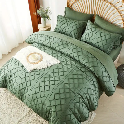 Ensemble d'édredon et de draps 7 pièces Boho Diamond Stripe, doux, léger, respirant et hypoallergénique