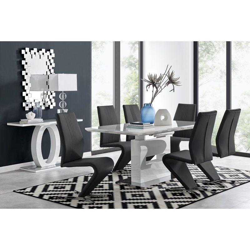 Eubanks Dining Set with 6 Chairs, Black