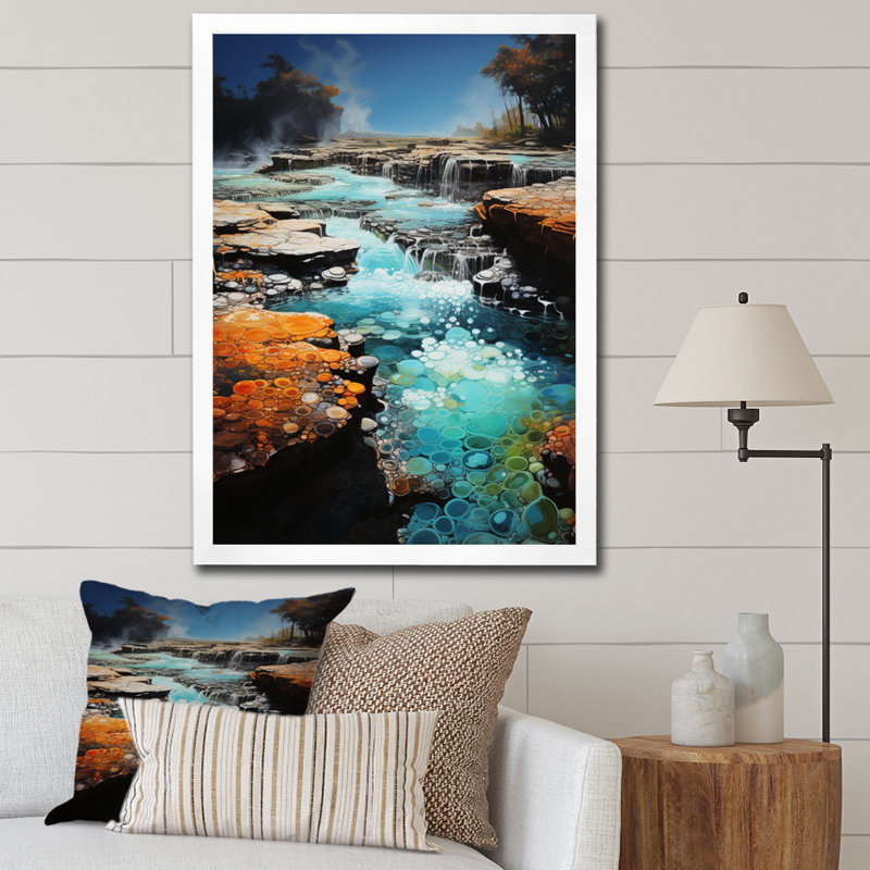 Geyser Sutherby éclatant d'azur Patchwork II, H 32 po x l 24 po x P 1 po, Cadre photo blanc