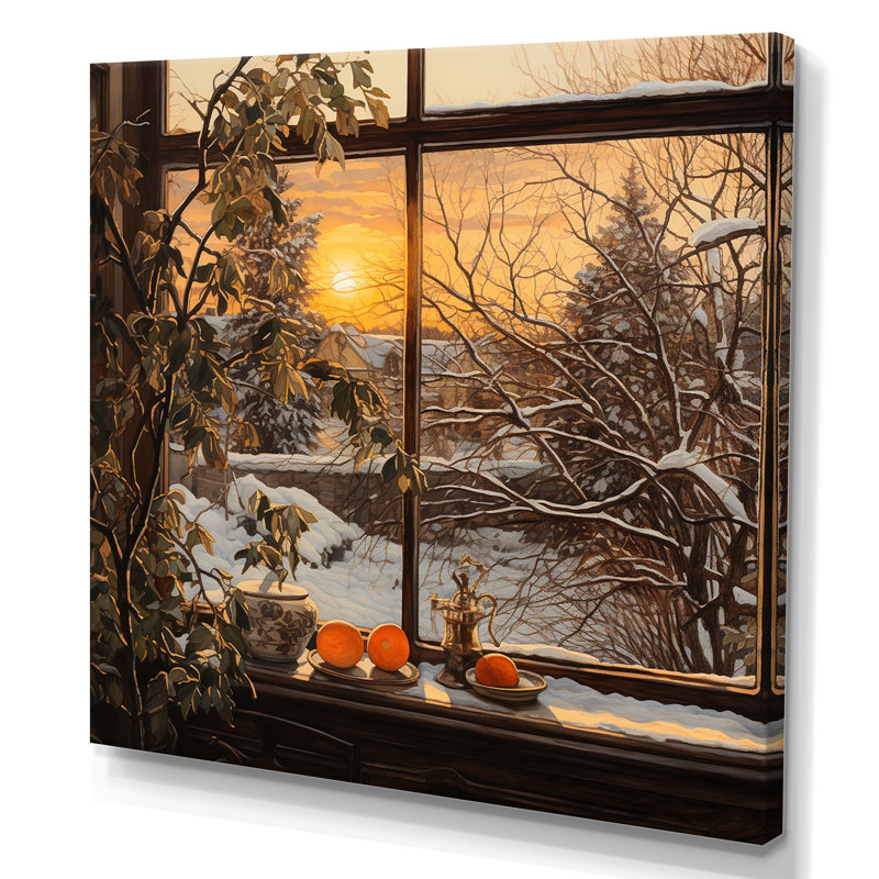 Frosty Winter Landscape Sunrise III - Art mural paysage d'hiver, Toile tendue, H 30 po x l 30 po