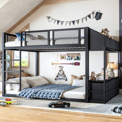 Nestle Metal Bunk Bed with Storage Rack and Drawers for Kids