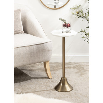 Round Marble and Metal Drink Table